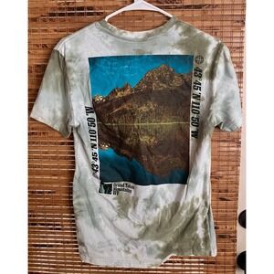 National Geographic Grand Teton Tie Dye T-Shirt Green Mens Small Gorpcore